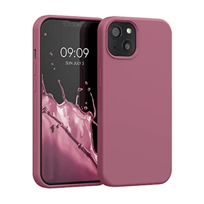 Afbeelding van kwmobile telefoonhoesje geschikt voor Apple iPhone 13 Hoesje met siliconen coating Smartphone case in donkerroze