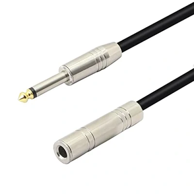 Afbeelding van PNGKNYOCN 1/4 &quot;Mono Mannelijke naar Vrouwelijke Audio Uitbreidingskabel 6.35mm TS Gitaar Verlengkabel voor Versterkers, Instrumenten en Microfoon (55cm)