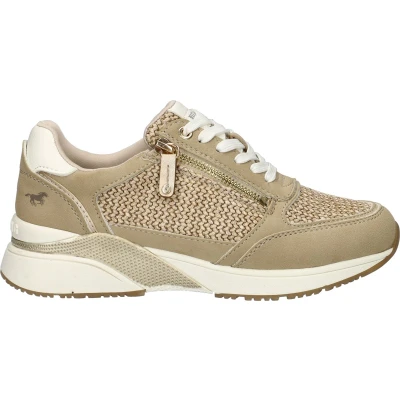 Afbeelding van Mustang LAAG Sneakers laag, Dames, Maat: 36, Beige Leer en textiel