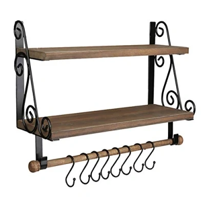 Afbeelding van Halcent Wandplank Zwevende Planken Wandmontage Hangplanken, Hout Wandrek Presentatie Plank voor Woonkamer Badkamer Keuken