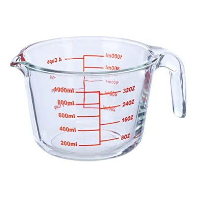 Afbeelding van Relaxdays maatbeker 1 liter glas litermaat hittebestendig maatkan transparant