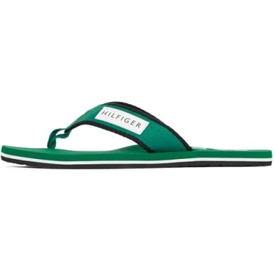 Afbeelding van TOMMY HILFIGER Heren PATCH BEACH SANDAL Flip Flops, GROEN (Nouveau Groen), 9 UK, Green Nouveau Groen, 43 EU