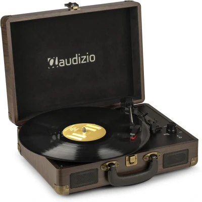 Afbeelding van Audizio RP114W Retro platenspeler in houtlook koffer