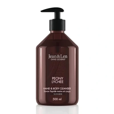 Afbeelding van Jean &amp; Len Hand Body Cleanser Peony Lychee, for a Scented Cleansing Experience, Soap in High Quality Bottle, Seductive Floral Fragrance, Vegan, 500 ml