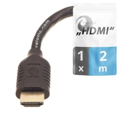 Afbeelding van valonic hdmi kabel, 2m 4k, ARC, UHD, Full HD, Ethernet zwart, 200cm tv monitorkabel kabel voor pc of Switch