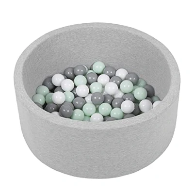 Afbeelding van Selonis Soft Ball Pit Pool 70X30cm/150 Ballen Rond Voor Baby Peuter Schuim, Lichtgrijs: Wit/Grijs/Mint