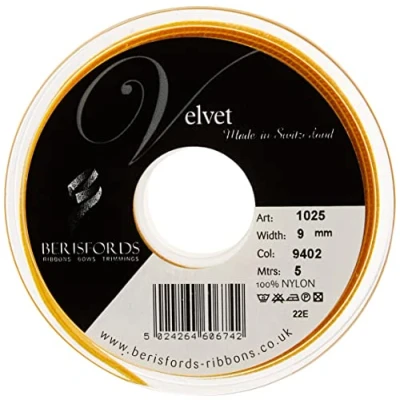 Afbeelding van Berisfords Fluwelen lint, Goud, 10,2 x 1,5 cm