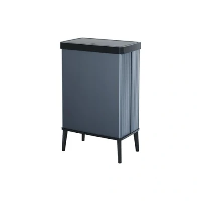 Afbeelding van CURVER Verto 54L hoge afvalbak, duwdeksel, slank ontwerp, eenvoudige montage, recyclevriendelijk, parelblauw