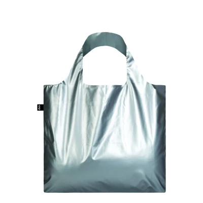 Afbeelding van METALLIC, Matt Silver. BAG: LOQI Ich wiege 55 g. kann 20 kg tragen. bin wasserabweisend. aus Polyester