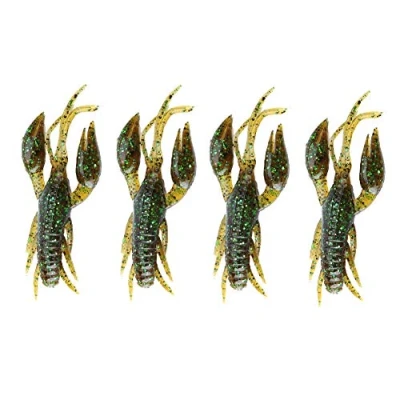 Afbeelding van esche Soft Crawfish, 4pcs artificiali da pesca esca gambero morsetto granchio gamberetti craw chunk per carpa bass fishing acqua dolce salata.(Dark Green)