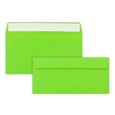 Afbeelding van 100 enveloppen DIN lang lichtgroen 110 g/m² 11 x 22 cm zeer vormvast zelfklevend kwaliteitsmerk: FarbenFroh by GUSTAV NEUSER