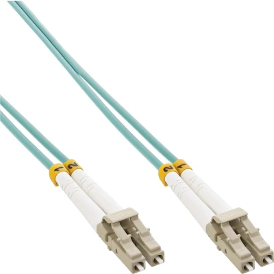 Afbeelding van Premium LC Duplex Optical Fiber Patch kabel Multi Mode OM3 turquoise / LSZH 2 meter
