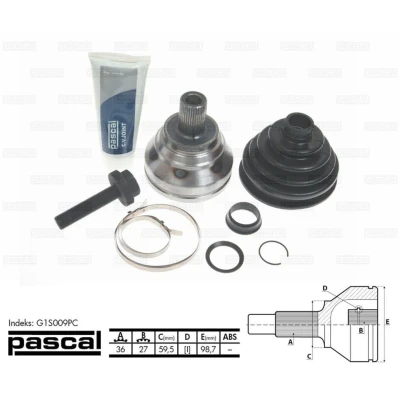 Afbeelding van Homokineet reparatie set, aandrijfas PASCAL G1S009PC