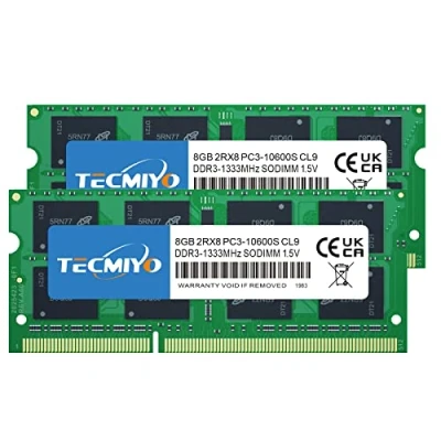 Afbeelding van TECMIYO Compatibel met Apple 16 GB Kit (2 x 8 GB) DDR3 1333 MHz PC3 10600 SODIMM Memory Upgrade MacBook Pro, iMac, Mac Mini