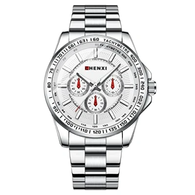 Afbeelding van JewelryWe Horloges voor dames en heren, analoog, kwarts, polshorloge, 30 m, waterdicht, roestvrij stalen armband, zakelijk, casual horloge met lichtgevende wijzers horlogegereedschap, verschillende