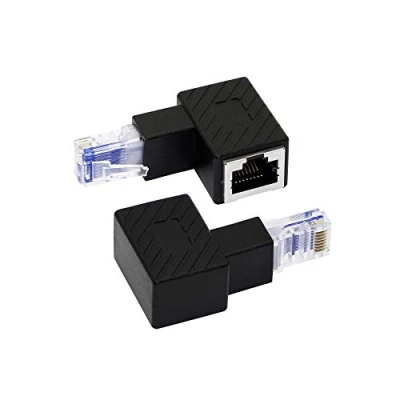 Afbeelding van RIIEYOCA Ethernet adapter met lage hoek, RJ45 connector, 90 graden, mannelijk naar bus, netwerkadapter voor computer, laptop, router (2 stuks) (D)