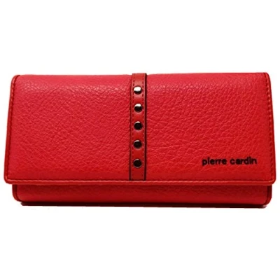 Afbeelding van Pierre Cardin Damesportemonnee, mooi, groot, ruim, leer, cadeau, portemonnee met muntvak, bankbiljettenhouder, voor meisjes, Rood