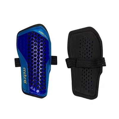 Afbeelding van Mitre Aircell Carbon Slip voetbal scheenbeschermers blauw/cyaan/geel, klein