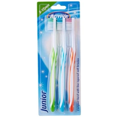 Afbeelding van Beauty Formulas, Handtandenborstel, Active Oral Care Junior 8 12 jaar Tandenborstels Voor Kinderen 3 stuks. (3 x)