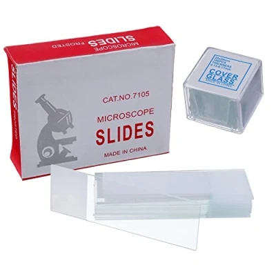 Afbeelding van HUAREW 50 Stks Pre Cleaned Microscoop Slides En 100 Ground Edge Cover Bril Met 4 Plastic Druppels