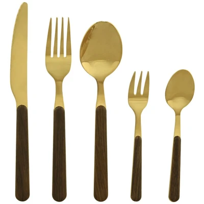 Afbeelding van Bestek Home ESPRIT Bruin Gouden Roestvrij staal ABS 17 x 7 24 cm 20 Onderdelen