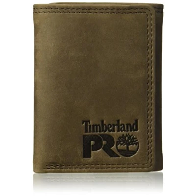 Afbeelding van Timberland PRO Men&#039;s Leather Trifold Wallet with ID Window, Dark Brown/Pullman