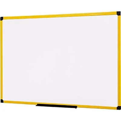 Afbeelding van Bi Office Whiteboard Ultrabrite 60 x 45 cm magnetisch, met geel aluminium frame en pennenhouder