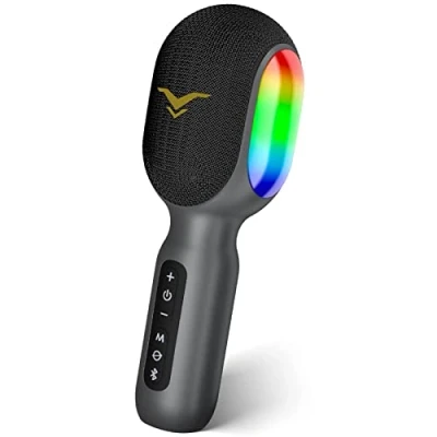 Afbeelding van karaoke microfoon, led draadloze bluetooth, draagbare kinderen met muziekopname, begeleidingsmodus, thuis apparaat, compatibel iOS Android FM verbinding in de auto