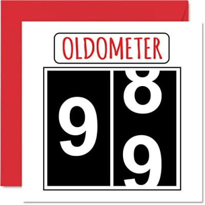 Afbeelding van Leuke 99e verjaardagskaarten voor mannen en vrouwen Oldometer Happy Birthday Card overgrootvader opa Nanny oma Nan Gran papa mama, 145 mm x wenskaarten, verjaardagskaart