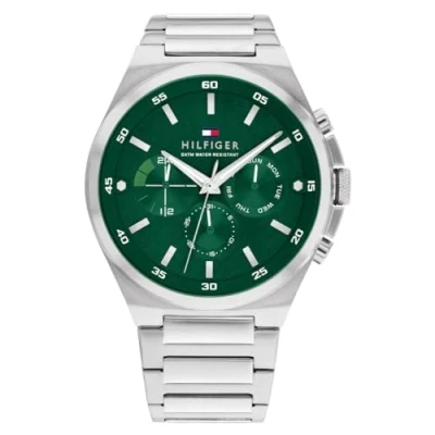 Afbeelding van Tommy Hilfiger TH1792088 Dexter Heren Horloge Mineraalglas Staal Zilverkleurig 46 mm breed Quartz Vouw/Vlindersluiting 5 ATM (douchen)