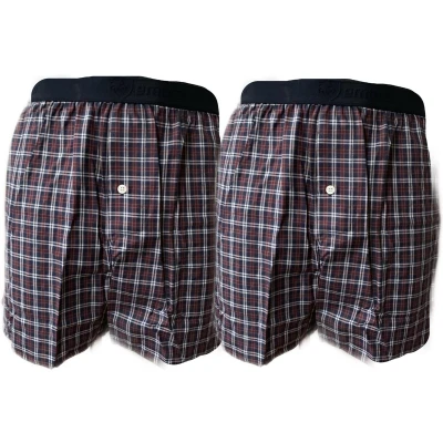Afbeelding van Embrator 2 stuks mannen Boxershort geruit blauw/wit/donker rood XXL