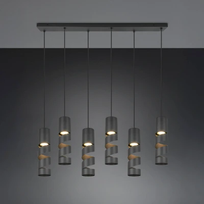 Afbeelding van Trio 6 lichts koker hanglamp Stream zwart 364000632