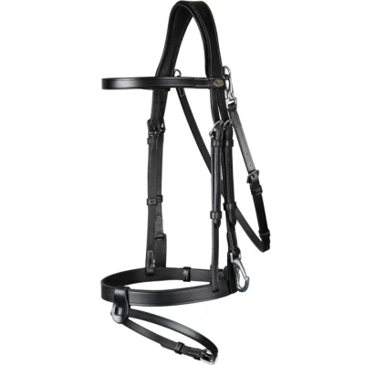 Afbeelding van Dy&#039;on Hoofdstel Working Collection Flat Leather With Snap Hooks Zwart