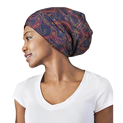 Afbeelding van FocusCare Verstelbare slaapmuts, met satijn gevoerd extra groot krullend haar voor dames, dag en nacht verkrijgbaar., Black Leopard, One size