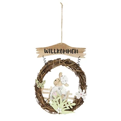 Afbeelding van HEITMANN DECO Hangkrans, bruin, wit, 18 x 2 cm