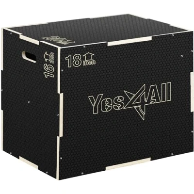 Afbeelding van Yes4All MUN4 3 in 1 antislip houten plyo box zwart, 50,8 x 45,7 40,7