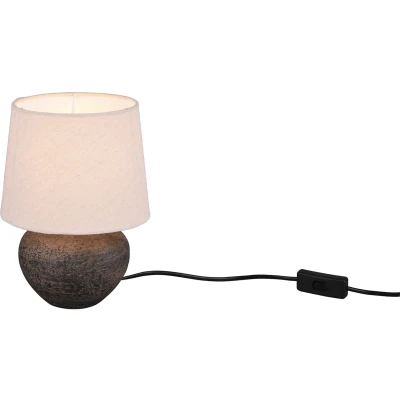 Afbeelding van Reality Leuchten Tafellamp Lou R50961844, keramiek bruin, stoffen kap beige, excl. 1x E14