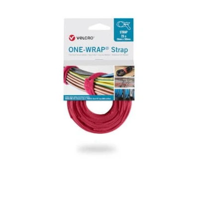 Afbeelding van VELCRO ONE WRAP Strap 20 Mm X 200 Mm. Rood (25 Stuks)