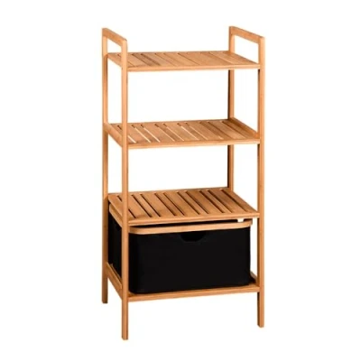 Afbeelding van Kesper Plank Met Mand, Materiaal: Bamboe, Polyester, Afmetingen: 44 x 34 93,5 cm, Kleur: Bruin, Zwart, 19438