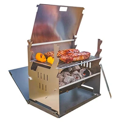Afbeelding van FENNEK Grill Houtskoolgrill mobiel/insteeksysteem voor kamperen/trekking/camperleven, tuin en outdoor grillplezier van rvs