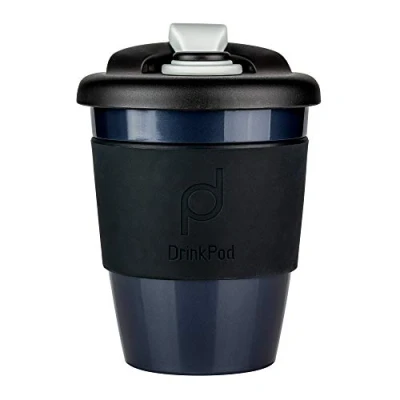 Afbeelding van DrinkPod Herbruikbare BPA vrij, 340 ml, koffiebeker van kunststof, NIGHT, zwart