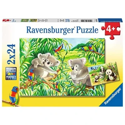 Afbeelding van Ravensburger puzzel Schattige koala&#039;s en panda&#039;s Twee puzzels 24 stukjes kinderpuzzel