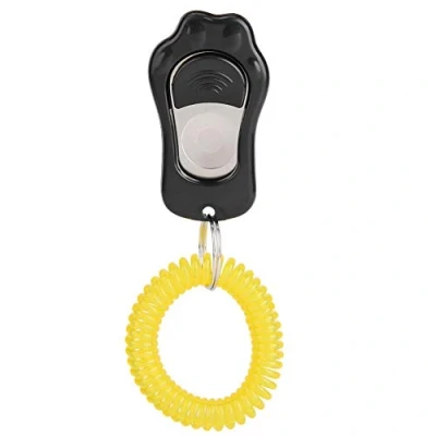 Afbeelding van Pssopp Pet Training Clicker Verstelbaar 3 versnellingen Hond Paw Shaped met Polsband voor Katten Vogels Paard Gedragstraining (zwart)