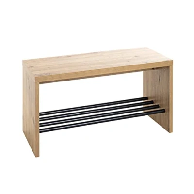 Afbeelding van HAKU Möbel Schoenenbank, MDF, eikenzwart, B 70 x D 30 H 40 cm