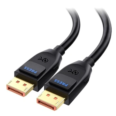 Afbeelding van Cable Matters VESA gecertificeerde 80Gbps DisplayPort 2.1 kabel, 1m/3,3ft, DP80 kabel met 16K 60Hz, 8K 240Hz, 4K 240Hz in zwart FreeSync, G SYNC en HDR voor gamingmonitor, pc, RTX 4080/4090, RX