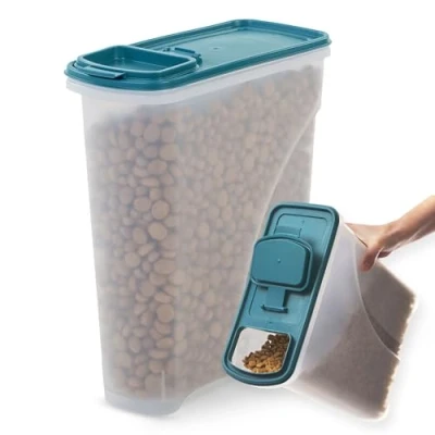 Afbeelding van Iris Ohyama, luchtdichte hondenvoerdoos, 7 l/3,5 kg, blauw, deksel met afdichting, kunststof, voor honden, katten, lekkernijen, voedselcontainer, BPA vrij, ATS S
