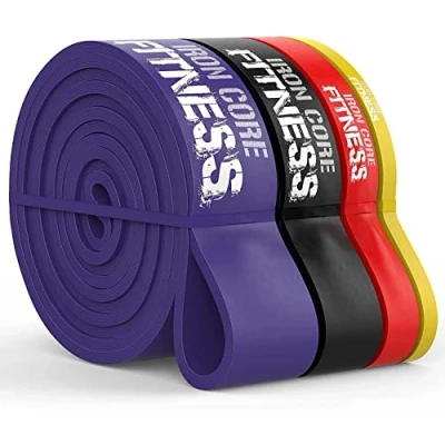 Afbeelding van Iron Core Fitness pull up Assist Band Set van 4 stuks voor kin en assistentietraining. Crossfit Home Gym pakket met dikke lange weerstandsbanden (meerkleurig, X Large)