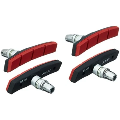 Afbeelding van XLC Unisex remschoenen voor volwassenen, V Brake BS V12, 4 delige set, 80 mm, rood, zwart, eenheidsmaat