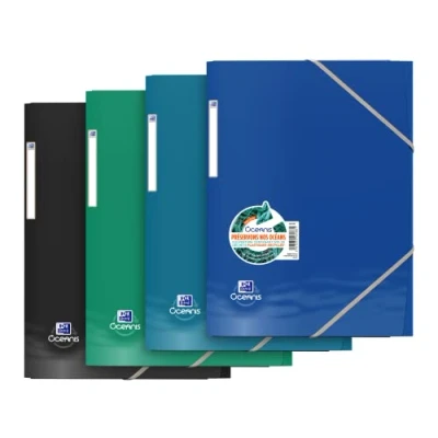 Afbeelding van OXFORD Oceanis A4 mappen, 3 kleppen, met elastiek, gerecycled polypropyleen, ondoorzichtig, verschillende kleuren, 20 stuks