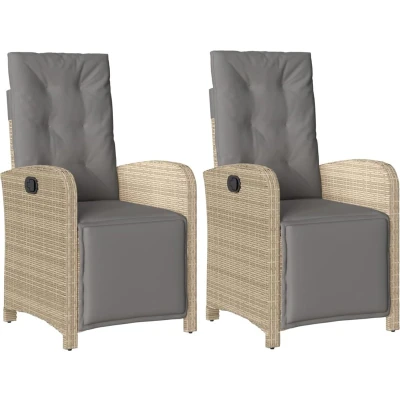 Afbeelding van Tuinstoelen 2 st verstelbaar voetensteun poly rattan beige mix